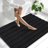 image:imageSmiry Thick Small Chenille Bathroom Rugs 24x16 Extra Soft Absorbent Striped Bath Rugs Rubber Backing Machine Wash Bath Mats for Bathroom Floor Tub Shower Home Decor Accessories GreyBlack