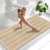 image:imageSmiry Thick Small Chenille Bathroom Rugs 24x16 Extra Soft Absorbent Striped Bath Rugs Rubber Backing Machine Wash Bath Mats for Bathroom Floor Tub Shower Home Decor Accessories GreyBeige