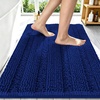 image:imageSmiry Thick Small Chenille Bathroom Rugs 24x16 Extra Soft Absorbent Striped Bath Rugs Rubber Backing Machine Wash Bath Mats for Bathroom Floor Tub Shower Home Decor Accessories GreyNavy