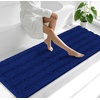 image:imageSmiry Thick Small Chenille Bathroom Rugs 24x16 Extra Soft Absorbent Striped Bath Rugs Rubber Backing Machine Wash Bath Mats for Bathroom Floor Tub Shower Home Decor Accessories GreyNavy