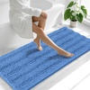 image:imageSmiry Thick Small Chenille Bathroom Rugs 24x16 Extra Soft Absorbent Striped Bath Rugs Rubber Backing Machine Wash Bath Mats for Bathroom Floor Tub Shower Home Decor Accessories GreyCornflower Blue