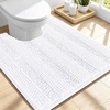 image:imageSmiry Thick Small Chenille Bathroom Rugs 24x16 Extra Soft Absorbent Striped Bath Rugs Rubber Backing Machine Wash Bath Mats for Bathroom Floor Tub Shower Home Decor Accessories GreyWhite