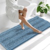 image:imageSmiry Thick Small Chenille Bathroom Rugs 24x16 Extra Soft Absorbent Striped Bath Rugs Rubber Backing Machine Wash Bath Mats for Bathroom Floor Tub Shower Home Decor Accessories GreyAiry Blue
