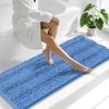 image:imageSmiry Thick Small Chenille Bathroom Rugs 24x16 Extra Soft Absorbent Striped Bath Rugs Rubber Backing Machine Wash Bath Mats for Bathroom Floor Tub Shower Home Decor Accessories GreyCornflower Blue
