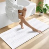 image:imageSmiry Thick Small Chenille Bathroom Rugs 24x16 Extra Soft Absorbent Striped Bath Rugs Rubber Backing Machine Wash Bath Mats for Bathroom Floor Tub Shower Home Decor Accessories GreyWhite