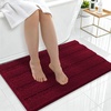 image:imageSmiry Thick Small Chenille Bathroom Rugs 24x16 Extra Soft Absorbent Striped Bath Rugs Rubber Backing Machine Wash Bath Mats for Bathroom Floor Tub Shower Home Decor Accessories GreyBurgundy