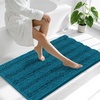 image:imageSmiry Thick Small Chenille Bathroom Rugs 24x16 Extra Soft Absorbent Striped Bath Rugs Rubber Backing Machine Wash Bath Mats for Bathroom Floor Tub Shower Home Decor Accessories GreyPeacock Blue