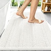 image:imageSmiry Thick Small Chenille Bathroom Rugs 24x16 Extra Soft Absorbent Striped Bath Rugs Rubber Backing Machine Wash Bath Mats for Bathroom Floor Tub Shower Home Decor Accessories GreyIvory