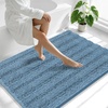 image:imageSmiry Thick Small Chenille Bathroom Rugs 24x16 Extra Soft Absorbent Striped Bath Rugs Rubber Backing Machine Wash Bath Mats for Bathroom Floor Tub Shower Home Decor Accessories GreyAiry Blue