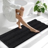 image:imageSmiry Thick Small Chenille Bathroom Rugs 24x16 Extra Soft Absorbent Striped Bath Rugs Rubber Backing Machine Wash Bath Mats for Bathroom Floor Tub Shower Home Decor Accessories GreyBlack