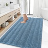 image:imageSmiry Thick Small Chenille Bathroom Rugs 24x16 Extra Soft Absorbent Striped Bath Rugs Rubber Backing Machine Wash Bath Mats for Bathroom Floor Tub Shower Home Decor Accessories GreyAiry Blue