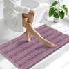 image:imageSmiry Thick Small Chenille Bathroom Rugs 24x16 Extra Soft Absorbent Striped Bath Rugs Rubber Backing Machine Wash Bath Mats for Bathroom Floor Tub Shower Home Decor Accessories GreyDeep Plum