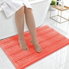 image:imageSmiry Thick Small Chenille Bathroom Rugs 24x16 Extra Soft Absorbent Striped Bath Rugs Rubber Backing Machine Wash Bath Mats for Bathroom Floor Tub Shower Home Decor Accessories GreyCoral