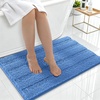 image:imageSmiry Thick Small Chenille Bathroom Rugs 24x16 Extra Soft Absorbent Striped Bath Rugs Rubber Backing Machine Wash Bath Mats for Bathroom Floor Tub Shower Home Decor Accessories GreyCornflower Blue