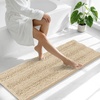 image:imageSmiry Thick Small Chenille Bathroom Rugs 24x16 Extra Soft Absorbent Striped Bath Rugs Rubber Backing Machine Wash Bath Mats for Bathroom Floor Tub Shower Home Decor Accessories GreyBeige