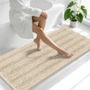 image:imageSmiry Thick Small Chenille Bathroom Rugs 24x16 Extra Soft Absorbent Striped Bath Rugs Rubber Backing Machine Wash Bath Mats for Bathroom Floor Tub Shower Home Decor Accessories GreySand