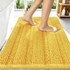 image:imageSmiry Thick Small Chenille Bathroom Rugs 24x16 Extra Soft Absorbent Striped Bath Rugs Rubber Backing Machine Wash Bath Mats for Bathroom Floor Tub Shower Home Decor Accessories GreyYellow