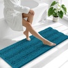 image:imageSmiry Thick Small Chenille Bathroom Rugs 24x16 Extra Soft Absorbent Striped Bath Rugs Rubber Backing Machine Wash Bath Mats for Bathroom Floor Tub Shower Home Decor Accessories GreyPeacock Blue