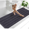 image:imageSmiry Thick Small Chenille Bathroom Rugs 24x16 Extra Soft Absorbent Striped Bath Rugs Rubber Backing Machine Wash Bath Mats for Bathroom Floor Tub Shower Home Decor Accessories GreyDark Grey