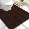 image:imageSmiry Thick Small Chenille Bathroom Rugs 24x16 Extra Soft Absorbent Striped Bath Rugs Rubber Backing Machine Wash Bath Mats for Bathroom Floor Tub Shower Home Decor Accessories GreyBrown