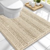 image:imageSmiry Thick Small Chenille Bathroom Rugs 24x16 Extra Soft Absorbent Striped Bath Rugs Rubber Backing Machine Wash Bath Mats for Bathroom Floor Tub Shower Home Decor Accessories GreySand