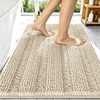 image:imageSmiry Thick Small Chenille Bathroom Rugs 24x16 Extra Soft Absorbent Striped Bath Rugs Rubber Backing Machine Wash Bath Mats for Bathroom Floor Tub Shower Home Decor Accessories GreySand