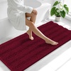 image:imageSmiry Thick Small Chenille Bathroom Rugs 24x16 Extra Soft Absorbent Striped Bath Rugs Rubber Backing Machine Wash Bath Mats for Bathroom Floor Tub Shower Home Decor Accessories GreyBurgundy