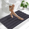image:imageSmiry Thick Small Chenille Bathroom Rugs 24x16 Extra Soft Absorbent Striped Bath Rugs Rubber Backing Machine Wash Bath Mats for Bathroom Floor Tub Shower Home Decor Accessories GreyDark Grey