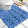 image:imageSmiry Thick Small Chenille Bathroom Rugs 24x16 Extra Soft Absorbent Striped Bath Rugs Rubber Backing Machine Wash Bath Mats for Bathroom Floor Tub Shower Home Decor Accessories GreyCornflower Blue