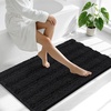 image:imageSmiry Thick Small Chenille Bathroom Rugs 24x16 Extra Soft Absorbent Striped Bath Rugs Rubber Backing Machine Wash Bath Mats for Bathroom Floor Tub Shower Home Decor Accessories GreyBlack