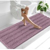 image:imageSmiry Thick Small Chenille Bathroom Rugs 24x16 Extra Soft Absorbent Striped Bath Rugs Rubber Backing Machine Wash Bath Mats for Bathroom Floor Tub Shower Home Decor Accessories GreyDeep Plum