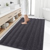 image:imageSmiry Thick Small Chenille Bathroom Rugs 24x16 Extra Soft Absorbent Striped Bath Rugs Rubber Backing Machine Wash Bath Mats for Bathroom Floor Tub Shower Home Decor Accessories GreyDark Grey