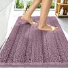image:imageSmiry Thick Small Chenille Bathroom Rugs 24x16 Extra Soft Absorbent Striped Bath Rugs Rubber Backing Machine Wash Bath Mats for Bathroom Floor Tub Shower Home Decor Accessories GreyDeep Plum