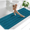 image:imageSmiry Thick Small Chenille Bathroom Rugs 24x16 Extra Soft Absorbent Striped Bath Rugs Rubber Backing Machine Wash Bath Mats for Bathroom Floor Tub Shower Home Decor Accessories GreyPeacock Blue