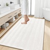 image:imageSmiry Thick Small Chenille Bathroom Rugs 24x16 Extra Soft Absorbent Striped Bath Rugs Rubber Backing Machine Wash Bath Mats for Bathroom Floor Tub Shower Home Decor Accessories GreyIvory