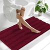 image:imageSmiry Thick Small Chenille Bathroom Rugs 24x16 Extra Soft Absorbent Striped Bath Rugs Rubber Backing Machine Wash Bath Mats for Bathroom Floor Tub Shower Home Decor Accessories GreyBurgundy