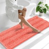 image:imageSmiry Thick Small Chenille Bathroom Rugs 24x16 Extra Soft Absorbent Striped Bath Rugs Rubber Backing Machine Wash Bath Mats for Bathroom Floor Tub Shower Home Decor Accessories GreyCoral