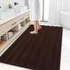 image:imageSmiry Thick Small Chenille Bathroom Rugs 24x16 Extra Soft Absorbent Striped Bath Rugs Rubber Backing Machine Wash Bath Mats for Bathroom Floor Tub Shower Home Decor Accessories GreyBrown