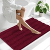 image:imageSmiry Thick Small Chenille Bathroom Rugs 24x16 Extra Soft Absorbent Striped Bath Rugs Rubber Backing Machine Wash Bath Mats for Bathroom Floor Tub Shower Home Decor Accessories GreyBurgundy