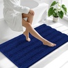 image:imageSmiry Thick Small Chenille Bathroom Rugs 24x16 Extra Soft Absorbent Striped Bath Rugs Rubber Backing Machine Wash Bath Mats for Bathroom Floor Tub Shower Home Decor Accessories GreyNavy