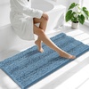 image:imageSmiry Thick Small Chenille Bathroom Rugs 24x16 Extra Soft Absorbent Striped Bath Rugs Rubber Backing Machine Wash Bath Mats for Bathroom Floor Tub Shower Home Decor Accessories GreyAiry Blue
