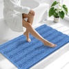image:imageSmiry Thick Small Chenille Bathroom Rugs 24x16 Extra Soft Absorbent Striped Bath Rugs Rubber Backing Machine Wash Bath Mats for Bathroom Floor Tub Shower Home Decor Accessories GreyCornflower Blue