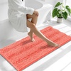 image:imageSmiry Thick Small Chenille Bathroom Rugs 24x16 Extra Soft Absorbent Striped Bath Rugs Rubber Backing Machine Wash Bath Mats for Bathroom Floor Tub Shower Home Decor Accessories GreyCoral