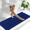image:imageSmiry Thick Small Chenille Bathroom Rugs 24x16 Extra Soft Absorbent Striped Bath Rugs Rubber Backing Machine Wash Bath Mats for Bathroom Floor Tub Shower Home Decor Accessories GreyNavy