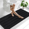 image:imageSmiry Thick Small Chenille Bathroom Rugs 24x16 Extra Soft Absorbent Striped Bath Rugs Rubber Backing Machine Wash Bath Mats for Bathroom Floor Tub Shower Home Decor Accessories GreyBlack