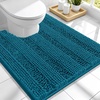 image:imageSmiry Thick Small Chenille Bathroom Rugs 24x16 Extra Soft Absorbent Striped Bath Rugs Rubber Backing Machine Wash Bath Mats for Bathroom Floor Tub Shower Home Decor Accessories GreyPeacock Blue