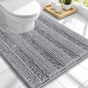 image:imageSmiry Thick Small Chenille Bathroom Rugs 24x16 Extra Soft Absorbent Striped Bath Rugs Rubber Backing Machine Wash Bath Mats for Bathroom Floor Tub Shower Home Decor Accessories GreyGrey
