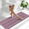 image:imageSmiry Thick Small Chenille Bathroom Rugs 24x16 Extra Soft Absorbent Striped Bath Rugs Rubber Backing Machine Wash Bath Mats for Bathroom Floor Tub Shower Home Decor Accessories GreyDeep Plum