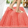 image:imageSmiry Thick Small Chenille Bathroom Rugs 24x16 Extra Soft Absorbent Striped Bath Rugs Rubber Backing Machine Wash Bath Mats for Bathroom Floor Tub Shower Home Decor Accessories GreyCoral