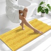 image:imageSmiry Thick Small Chenille Bathroom Rugs 24x16 Extra Soft Absorbent Striped Bath Rugs Rubber Backing Machine Wash Bath Mats for Bathroom Floor Tub Shower Home Decor Accessories GreyYellow